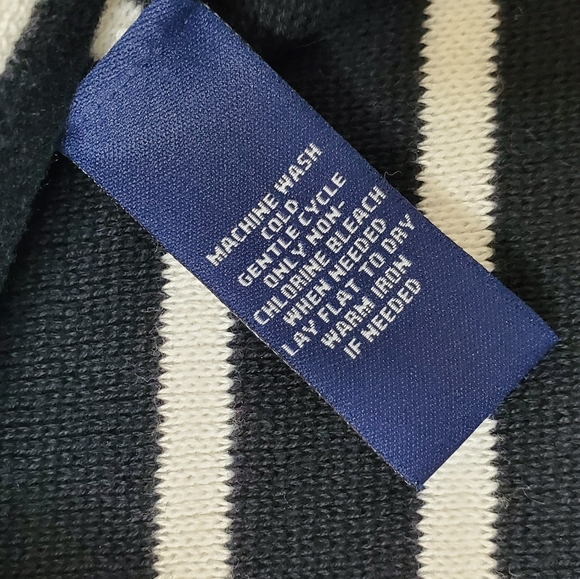 Chaps Cotton Knit Blazer Size M Black and White Stripes - Picture 6 of 11